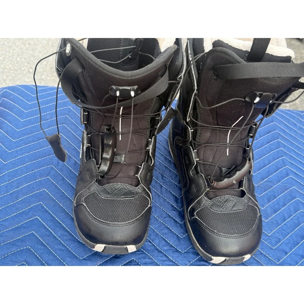 Salomon Faction Snowboard Boots Black Mens Size 8 Quick Pull Lacing All Mountain